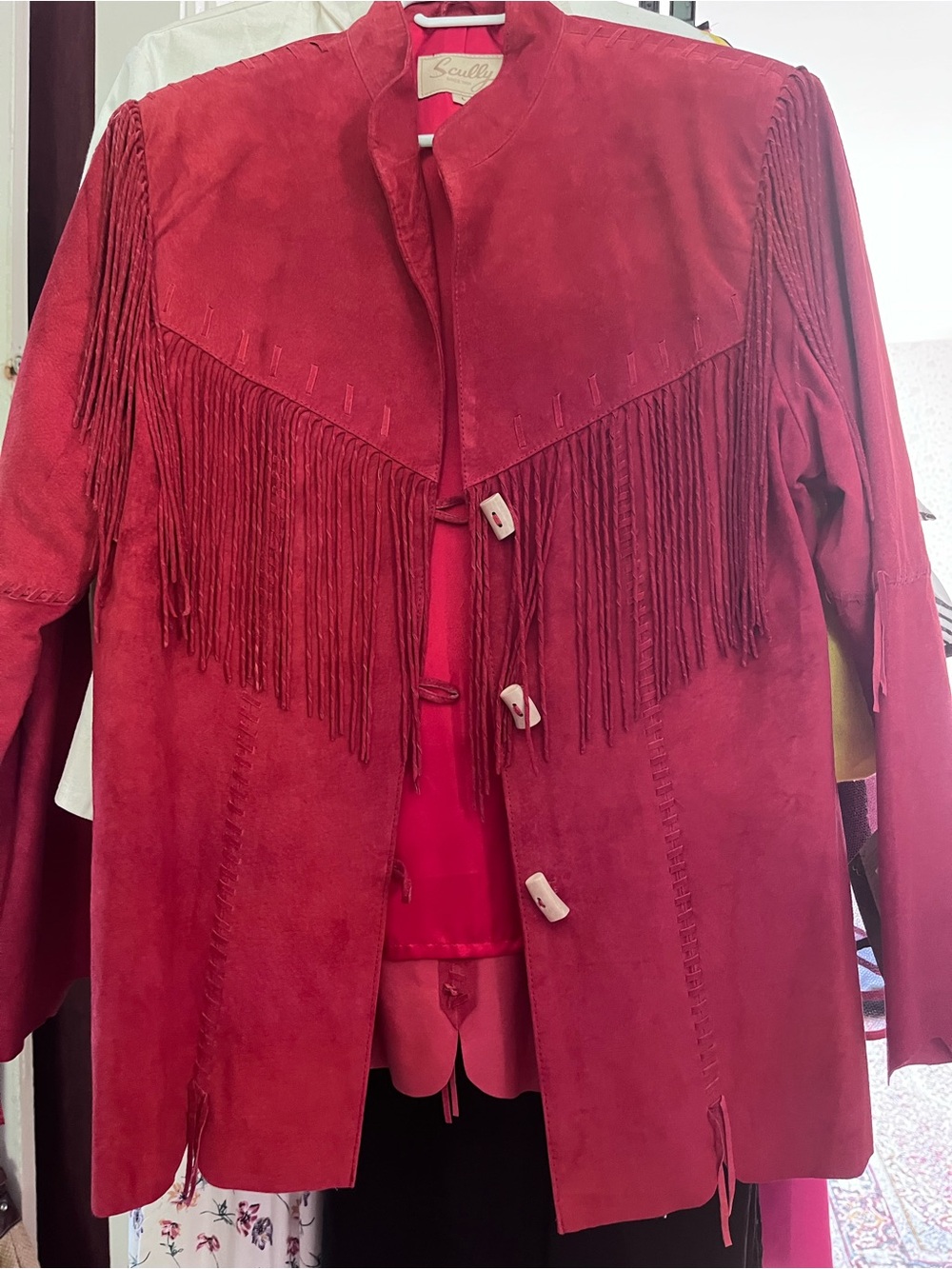 Scully Red Suede Fringe Leather Jacket. Never worn in excellent condition.